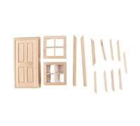 Enwye 1Set 1:12 Scale Dollhouse Mini Wooden Furniture Models DIY Doors Windows Crafting Kit