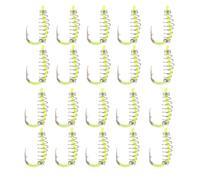 Enwye 20 Pcs Spring Fishing Hooks Spring No. 7 High Carbon Steel Fluorescent Color Hooks with Barb for Silver carp Bighead carp Trout Carp