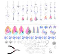 Enwye 200pcs Sun Catcher Set Hanging Crystal Suitable for DIY, Customised Decorations, Wind Chimes, Chandeliers, Etc. (Silver White)
