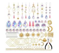 Enwye 200pcs Sun Catcher Set Hanging Crystal Suitable for DIY, Customised Decorations, Wind Chimes, Chandeliers, Etc. (Gold)