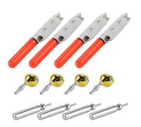 Enwye 4 Pack Bite Alarms Fishing with Buckle, Fishing Alarm Bell, Bite Alarm Rod Tip, Glow Sticks with Charger and Battery for Outdoor Night（Red）