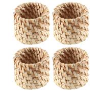 Enwye 4 Pcs Rattan Napkin Rings Handmade Woven Ring Round Napkin Holders Cattail Grass for Party Festival Decoration, Dinning Tables, Family Gatherings