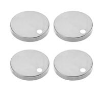 Enwye 4Pcs Toilet Seat Hinge Cover, Pan Top Fixing Decorative Covers, Seat Hinge Fixings Covers Toilet Hardware, Silver