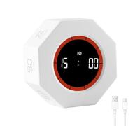 Enwye Cube Octagonal Rotating Pomodoro Timer, Minute Countdown Countup Timer, Adjustable Sound Alarm Sound White