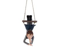 Enwye Enchanted Fairy Swing Boy Figurine - Upside Down Hanging Resin Elf Statue for Garden, Wall & Tree Decor.