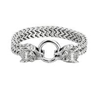 Enwye Men Viking Wolf Head Bracelet Stainless Steel King Chain Nordic Norse Jewelry Biker Amulet Odin Wolf Bracelets