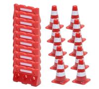 Enwye Mini Traffic Road Cones Construction Roadblock Sign Miniature Road Signs Cone and Fences Playset(10 Pcs Cones,10 Pcs Fences)