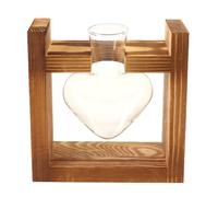 Enwye Small Flower Vase with Vintage Wooden Frame Set for Indoor House Kitchen Window Desk Decor 1 Bud Vases Terrarium Plants for Hydroponic Herb Rose Cutting