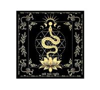 Enwye Tarot Tablecloth Altar Cloth 70 X 70 Cm Tablecloth Tarot Cards 12 Constellation Pentagram Astrology Square for Enthusiasts Golden Snake Short Plush