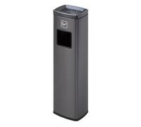 ENWYTE Ashtray Outdoor with Trash Ash Columns Stainless Steel Free Standing Cigarette Butt Collection Large Capacity Removable Rubbish Bin Easy Clean Smoking Shelter Ash tray(Dark gray,Side open)