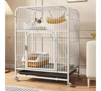 ENWYTE Cat Cage Cat House Cat Litter Box Pet Enclosure With Front Doors Ramp Ladders Resting Platforms Beds Tray Hammock Cage For Cats Oversized Cat Villa On Wheels(70X51X94cm,White)