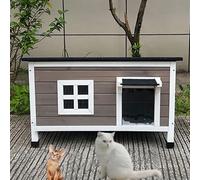 ENWYTE Cat Enclosure Thermal Insulated Outdoor Cat House Made Of Solid Wood With Sloping Roof, Pet Cage For Domestic Cats Stray Cat Retractable Roof