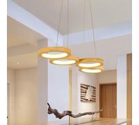 ENXING LED Pendant Lamp Dimmable with Remote Control Modern Wood Hanging Lamp Dining Table Ceiling Light Interior Lighting Height Adjustable Chandeliers Dining Room Bedroom Living Room(4heads)