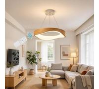 ENXING Modern LED Pendant Lamp Round Dining Table Wooden Pendant Light | Modern Design Height-Adjustable Wood Grain Dining Table Lamp For Living Room Restaurant Kitchen & Office(60CM)