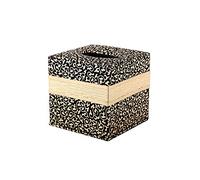 ENXING Tissue Cover Box Square Facial Holder for Home Office Car Bathroom Cube Roll Tray - Wooden Leather Embossed (Golden Cloud) 13x13x13cm Black Gold