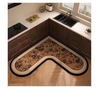 EnxJire L Shaped Bath Mat L-shaped Carpet For Kitchen Absorbent Non-slip Floor Mat Minimalist Retro Style Home Decoration Rug Oil Absorption Wipeable(Color 3,100x100x45cm)