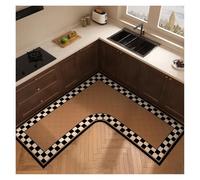 EnxJire L Shaped Bath Mat L-shaped Carpet For Kitchen Absorbent Non-slip Floor Mat Minimalist Retro Style Home Decoration Rug Oil Absorption Wipeable(Color 10,135x135x45cm)