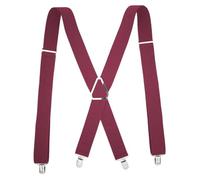 EnxJire Men's Adjustable Braces Suspenders Men Adjustable Elastic X Back Pants Women Suspender For Trousers 2.5CM Width 4 Clips Adjustable Elastic Back Braces(Wine red)