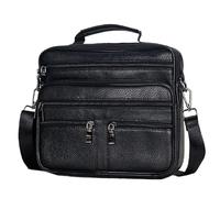 EnxJire Mens Leather Handbag Arrival Men Shoulder Bag Men's Leather Messenger Bag Boy Coffee Middle Size Handbags Skin Men Briefcase(Black)