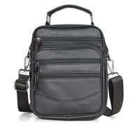EnxJire Mens Leather Handbag Men Leather Handbags Small Men's Shoulder Bag for Tablet Office Messenger Bags Male Crossbody Bag(Black)