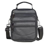 EnxJire Mens Leather Handbag Small Men Leather Shoulder Bag Men's Leather Handbag for Tablet Male Messenger Bags Crossbody Bag Boy Briefcase(Black)
