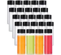 EnxJire Plastic Juice Bottles 6/12/24PCS 10OZ Clear PET Plastic Juice Bottles With Black Lids Smoothie for Kitchen(24PCS)