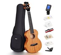 Enya Concert Ukulele 23 Inch all Solid Mahogany Ukelele for Beginners Adults - Ukalalee Bundle with Case, Tuner, Strap, Strings, Capo, Sand Shaker, Picks, Polish Cloth (EUC-MS)