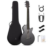 Enya Nova Go SP1 Acoustic Electric Beginner Guitar Set Carbon Fibre Black with Smart AcousticPlus Pickup Charging Cable Audio Cable Gig Bag for Children Adults School Home Travel