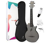 Enya Tenor Ukulele 26 Inch Carbon Fiber Acoustic Plus Cutaway Travel Bundle Kit with Online Lessons, Gig Bag, Strap, Capo, and Strings for Beginners