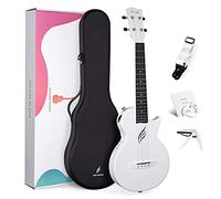 Enya Tenor Ukulele 26 Inch Carbon Fiber Acousticplus Cutaway Travel Ukelele for Beginner Bundle Kit Including Case, Strap, Capo and Strings（Nova UE Pro White）