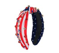 ENYEB Independence Day Headband for Women Girls, Wide Top Knot Patriotic Headband with Red White Blue Crystal Star Flag Accessories Independence Day Gifts-B
