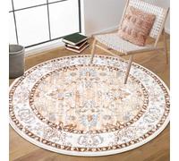 Enyhom 120cm Round Rugs for Living Room Mandala Fluffy Soft Carpet Rug Anti-Skid Large Luxury Crawling Rug Machine Washable Indoor Circle Floor Mat for Bedroom Bathroom Hallway Home Decor, Cream Tan