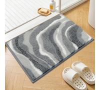 Enyhom Extra Large Bath Mat 80 x 120 cm, Non Slip Machine Washable Bathroom Mat, Super Absorbent Soft Bathroom Carpet Floor Mats, Quick Dry Grey Shower Bath Rug Foot Mats for Bathroom Floor, Bathtub