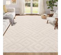 Enyhom Large Rugs Living Room, Machine Washable Area Rug, Soft Geometric Beige Rugs for Bedroom Modern Design Non Slip Carpet Stain Resistant Mat for Kitchen Dining Lounge (140 x 200 cm)