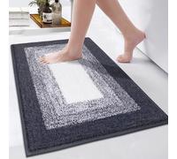 Enyhom Microfiber Bath Mat Non Slip, Super Absorbent Soft Bathroom Floor Mat Quick Dry Machine Washable, Luxury Dark Grey Shaggy Bath Rug for Bathtub, Shower Room (45x65cm)