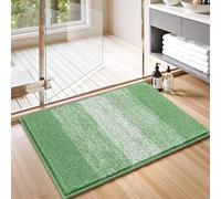 Enyhom Non Slip Bath Mat 50 x 80 cm, Microfibre Soft Thick Bathroom Mat, Super Absorbent Shaggy Bathroom Rug Floor Mats, Machine Washable Quick Dry Bath Rug Foot Mats for Shower Room, Bathtub, Green