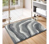 Enyhom Non Slip Bath Mat 60 x 90 cm, Microfibre Soft Thick Bathroom Mat, Super Absorbent Shaggy Bathroom Rug Floor Mats, Machine Washable Quick Dry Bath Rug Foot Mats for Shower Room, Bathtub, Grey