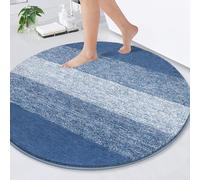 Enyhom Round Bath Mats 120cm, Large Non Slip Bathroom Rugs Machine Washable Circle Bath Floor Mat for Tub Shower Bathroom Entryway (Blue)