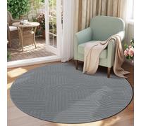 Enyhom Round Large Rugs for Living Room, 200cm Machine Washable Rugs Grey Soft Fluffy Carpet Rugs Non Slip Non Shedding Circle Rug for Bedroom Office Dining Room Lounge