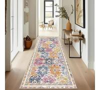 Enyhom Rug Runners for Hallway 60 x 180cm Non Slip Super Soft Vintage Carpet Runner Extra Long Hallway Runner Machine Washable Kitchen Rug for Living Room Entryway Laundry Room, Colorful