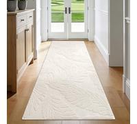 Enyhom Runner Rugs for Hallway, 80x200 cm Non Slip Kitchen Absorbent Runner Washable Boho Beige Hall Carpet Runners for Bedroom Entryway Door Laundry Room Corridor, Leaf Pattern