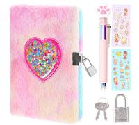 ENYILEE Heart Diary with Lock, Gift for Girls Ages 8-10, Tie-Dye Pink Journal with Pen and Stickers (Tie-dye pink)