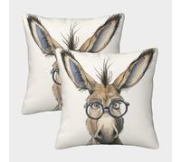 ENYISIYULO 3D Printed Cushion Covers Donkey Pack of 2 Square Decorative Throw Pillow Case Cover Fashion Donkey for Home Couch Sofa Decorative 45x45cm