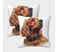 ENYISIYULO 3D PrintedEnglish Cocker Spaniel Throw Pillow Covers Hound Dogcushion Covers Garden Cushion Super Soft Pack of 2 Home Decor for Living Room Sofa50x50cm