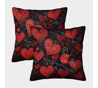 ENYISIYULO 3D PrintedLove Square Pillowcases Red Heart Shaped Patternpillow Case Cushion Garden Cushion Super Soft Pack of 2 Luxury Style for Sofa Bedroom40x40cm