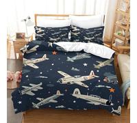 ENYISIYULO Aeroplane Duvet Cover 3 PCS Hotel Quality Quilt Cover Bedding Bed Covers with Pillowcases with Zipper Closure Ultra Soft Hypoallergenic Microfiber Single(140x200cm)