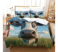 ENYISIYULO Bedding Set Cow 3D Print Duvet Quilt Cover Dairy Cattle Soft & Cosy Breathable Comforter Covers for Kids Boys Teens Youth King(220x240cm)