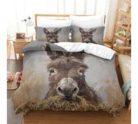 ENYISIYULO Bedding Set Donkey 3Pieces 3D Printed Bedding Set Fashion Donkey Microfibre Soft Quilt Covers And 2*Pillowcases Easy Care Quality Bedding Sets for Teens And Adults Bedroom King（220x240cm）