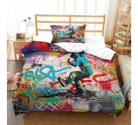 ENYISIYULO Bedding Set Graffiti 3D Print Duvet Quilt Cover Artistic Graffiti Soft & Cosy Breathable Comforter Covers For Boys Girls Women Men Single(135x200cm)