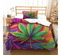 ENYISIYULO Bedding Set Leaf 2Pieces 3D Printed Bedding Set Colorful Leaf Duvet Cover with Zipper Closure,Soft Microfiber Quilt Cover And 1*Pillowcases for Adults Kids Bedroom Single（135x200cm）